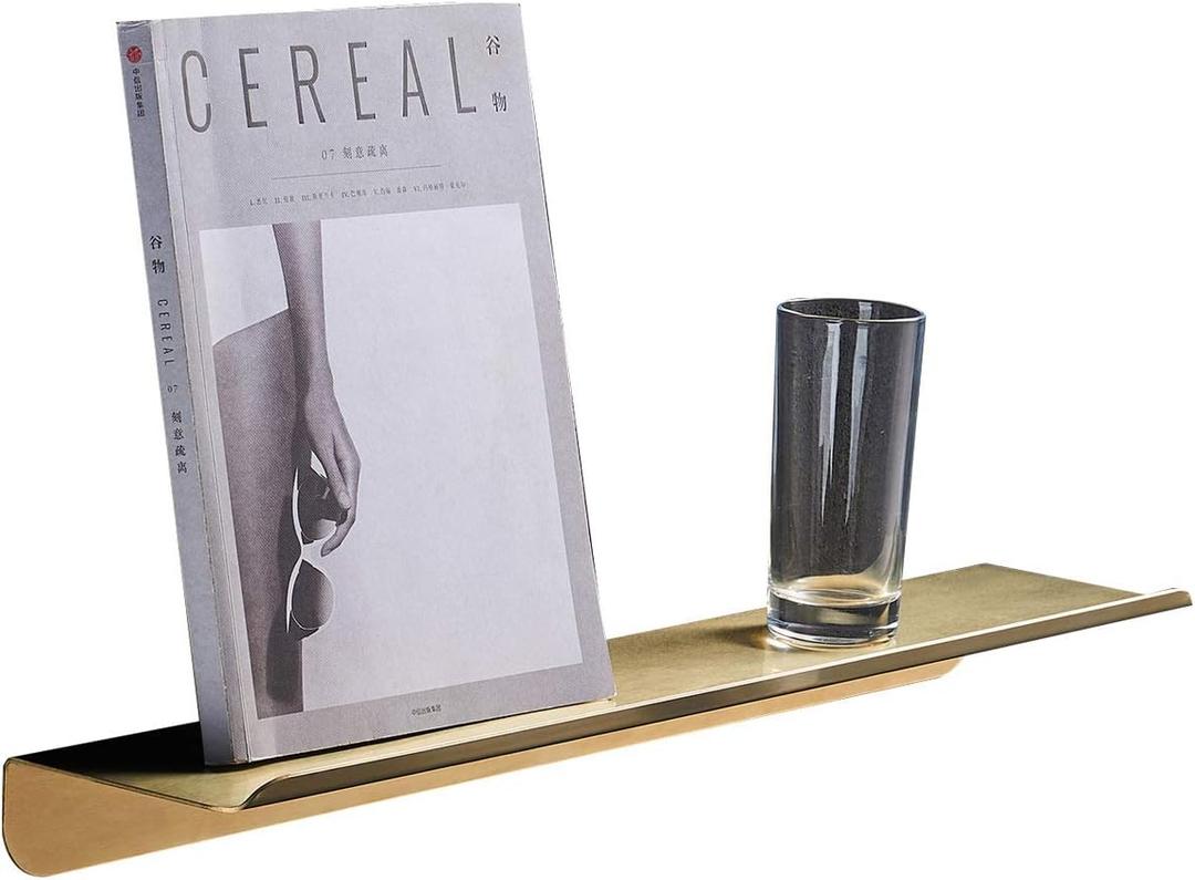 BGL Floating Shelf for Wall Gold Stainless Steel 304 Bathroom Shelf Gold 15.7 Inches for Bathroom Organizer