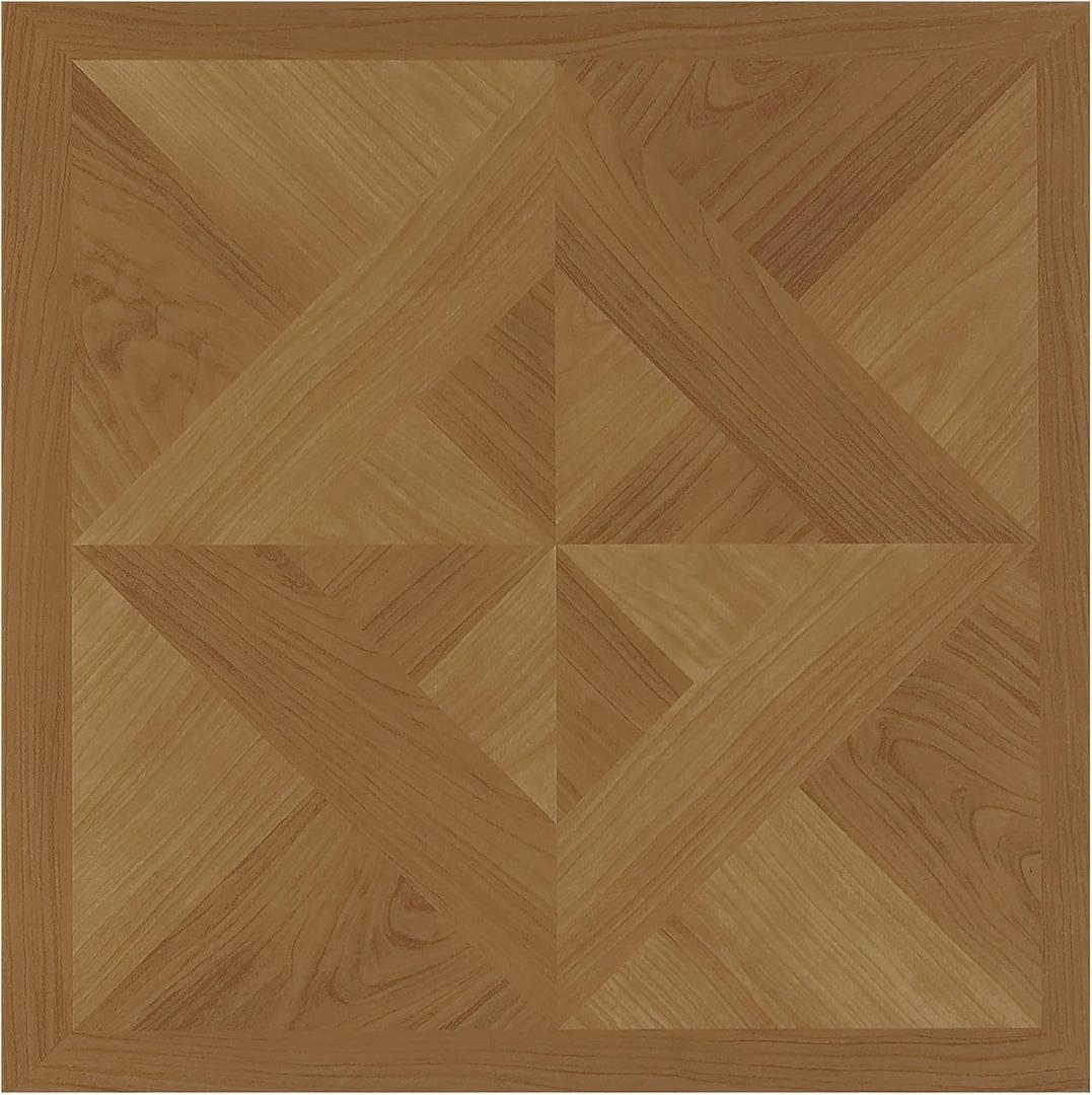 Nexus Self Adhesive 12-Inch Vinyl Floor Tiles, 20 Tiles - 12" x 12", Light Oak Diamond Parquet Pattern - Peel & Stick, DIY Flooring for Kitchen, Dining Room, Bedrooms & Bathrooms by Achim Home Decor