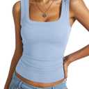 EasyGala Womens Cotton Ribbed Square Neck Tank Tops Basic Backless Sleeveless Summer Cami Shirts 2025 L
