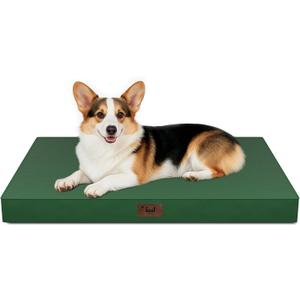 Outdoor All Weather Large Dog Bed, Waterproof Dog Bed for Large Dogs 36x27 Inch, Orthopedic Egg Crate Foam Pet Bed with Washable Removable Oxford Cooling Cover, Dark Green