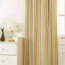 INLINAS Gold Blackout Curtains with Sheer Overlay - Grommet Top Thermal and Noise Reduction Panels for Bedroom and Living Room Light Blocking and Energy Saving, 52 x 72 Inches, Set of 2
