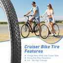 20"/24"/26" x 2.125" Folding Replacement Bike Tires for Beach Cruiser BikeBicycle Tires for Commuter BikesWhite Wall1/2Tires & 1/2 Tubes & 2 Levers