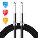 Guitar Cable Guitar Cord 15ft AMP Cord for Bass & Electric Guitars/Keyboard/Mandolin TS 1/4 Inch Instrument Cable, Pro Audio Straight Angle Black