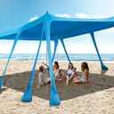 Beach Tent Sun Shelter, Outdoor Pop Up Shade Canopy UPF50+ Protection with 10 Sandbags 4 Stability Poles for Camping, Fishing, Backyard Fun (1013 FT)