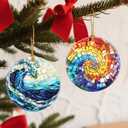 Christmas Ornaments, 2.8 Inch Ceramic Hanging Ornament, Christmas Tree Decorations, Holiday Decorations, Holiday Ornaments, Holiday Party Gifts, and Xmas Gift Ideas - Rainbow Spiral