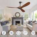 ABZ 60" Outdoor Ceiling Fans without Lights, 60 Inch Wood Ceiling Fans no Light, 3 Blade Propeller Outdoor Fan with Remote Control for Patios Living Room Bedroom Porch, High CFM ETL Listed