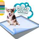 TidyFriend Dog Pee Pad Holder Tray - Fits Up to 24 x 24 Pee Pad Holder for Dogs - Stable Grip, Raised Edges, Quick-Wipe Silicone Surface Dog Pad Holder for Indoor Flooring Protection (Dark Grey) (1 Pack)