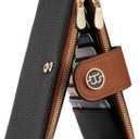 BOSTANTEN Leather Wallets for Women RFID Blocking Slim Bofild Purse Card Holder with Zipper Pocket (Medium, 1-Black+Brown)