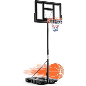 DUMOS 10FT Adjustable Height Portable Basketball Hoop Outdoor for Adult, 44 Inch Shatterproof Backboard w/Shock Absorbent Rim, Fillable Base, 2 Wheels for Swimming Pool/Indoor (Classic Black)
