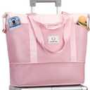 Overnight Bag, Expandable Travel Bag with Trolly Sleeve and Laptop Sleeve, Dry Wet Separated Pocket Weekender Gym Bag