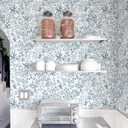 Cohoo Home Blue White Peel and Stick Wallpaper Blue Floral Contact Paper for Cabinets Drawers 17.3inW 393inL Self-Adhesive Removable Wallpaper Shelf Liner Bedroom Bathroom Waterproof Neutral Farmhouse