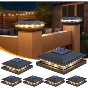 APONUO 6 Pack Fence Post Solar Lights, 2 Modes(Warm/Cool Light) Outdoor Waterproof 4x4 Post Solar Lights, Solar Powered Garden, Patio, Deck Decor for 4x4, 5x5, 5.5x5.5 Wood & Vinyl Posts, Black APONUO 6 Pack Fence Post Solar Lights, 2 Modes(Warm/Cool Light) Outdoor Waterproof 4x4 Post Solar Lights, Solar Powered Garden, Patio, Deck Decor for 4x4, 5x5, 5.5x5.5 Wood & Vinyl Posts, Black