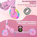 Kick Scooter - Collapsible Portable Kids Push Scooter - Lightweight Folding Design with High Visibility RGB Light Up LEDs on Wheels