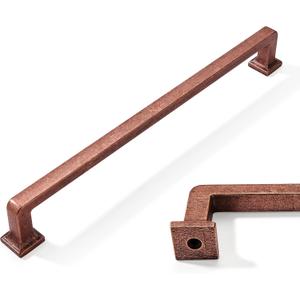 khtumeware 6 Pack 8-13/16 inch Hole Center Antique Copper Cabinet Pulls Handles Vintage Drawer Pulls Solid Cabinet Hardware Aged Kitchen Handles for Cabinets Cupboard Handles Drawer Handles