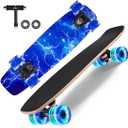 Skateboards with Colorful Flashing Wheels for Beginners,Kids,Teens,Adults, Complete Standard Skate Boards 9 Layer Canadian Maple Deck Concave Skateboard (X-Lighting)