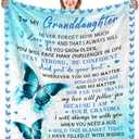 to My Granddaughter Gifts from Grandma Throw Blankets, Gift for Granddaughter Birthday Graduation Gifts Idea, Granddaughters Butterfly Flannel Soft Blanket Throw 50"x60"