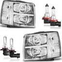 Headlights Assembly with Bulbs for 2007-2013 Chevy Silverado 1500 for 2007-2014 Silverado 2500HD 3500 Headlamp Driver & Passenger Side