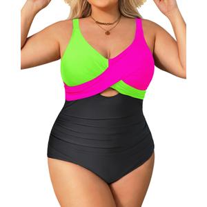 Daci Plus Size One Piece Swimsuits - Tummy Control Bathing Suit for Women Cutout Swimwear, 22W