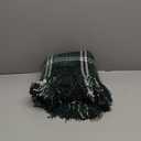 EVERGRACE Plaid Chenille Throw Blanket for Couch, Super Soft Cozy Decorative Windowpane Grid Plaid Throw with Tassels, Lightweight Chenille Knit Throw for Bed Sofa Gift, Dark Green & White 60x80