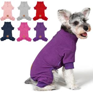 cyeollo Dog Pajamas Fleece Dog Pjs Jumpsuit Thermal Dog Onesie Stretchable Outfits Doggie Pet Clothes Warm Pajamas for Small Dogs Apparel, Color Purple (X-Large (chest Girth: 21"-25"))