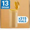 Pop Top Dram Bottles - (Gold) - 13 Dram - 315 Per Case -(2.75" Deep X 1.26" Wide) - Packaging Supplies - Dry Herb Containers - Child Resistant Smell Proof Container - Pill Vials - Rx Vial