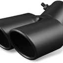 Arwrilt Dual Exhaust Tip, Stainless Steel Bending Muffler Exhaust with Bolt, 2.5" Inlet Dual Tail Pipe Muffler Tip, Automotive Modification Accessory, Universal Tail for Cars (Matte Black)