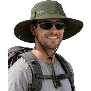 FURTALK Sun Hats for Men Fishing Hat UPF 80+ Foldable Wide Brim Outdoor Hiking Beach Summer Hats (Green)