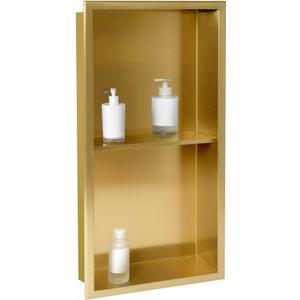 SaniteModar Shower Niche 12" X 24", Brushed Gold Stainless Steel Double Selves Niche for Shower Wall, No Tile Needed