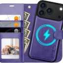 OCASE for iPhone 17 Pro Detachable Wallet Case with Card Holder, 2 in 1 PU Leather Flip Folio with RFID Blocking Stand Wrist Strap Shockproof Phone Cover 6.3 Inch 2025, Purple