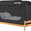 Bed Canopy Bed Tent Dream Tents Privacy Space Twin Size Sleeping Tents Indoor Pop Up Portable Frame Curtains Breathable with Mosquito Mesh Window for Kids and Adult (Mattress Not Included) Black, 74.8"L x 39"W x 47.24"H