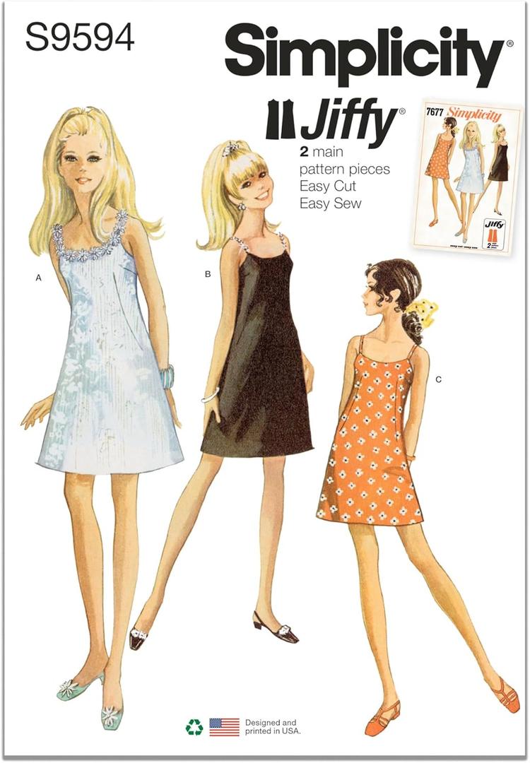 Simplicity SS9594H5 Misses' 1950's Vintage Jiffy Dress Sewing Pattern Packet, Design Code S9594, Sizes 6-8-10-12-14