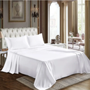 CozyLux Satin Sheets Queen Size - 4 Piece Cream Bed Sheet Set with Silky Microfiber, 1 Deep Pocket Fitted Sheet, 1 Flat Sheet, and 2 Pillowcases - Smooth and Soft