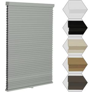 MYshade Cordless Blackout Window Blinds & Shades Pull Down Room Darkening Window Shades Light Blocking Honeycomb Cellular Shade for Indoor Windows Easy to Install 19 inch Wide, H36 Grey Blinds (Color-coordinated Grey)