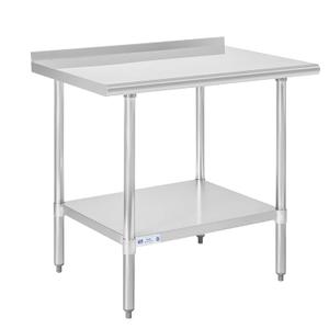 Hally Stainless Steel Table for Prep & Work 30 x 36 Inches, NSF Commercial Heavy Duty Table with Undershelf and Backsplash for Restaurant, Home and Hotel