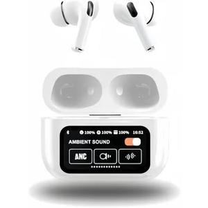 CPHUSA A9 Pro Noise Cancelling Bluetooth Earbuds, Wireless buds with 13 Functions, LED Display, Microphone, & USB Charging Compatible with iPhone & Android, Earphones for Music, Calls & Gaming - White