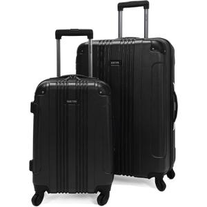 Kenneth Cole REACTION Out of Bounds Lightweight Hard shell 4-Wheel Spinner Luggage, Midnight Black, 2-Piece Set (20" & 28")