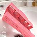 9.8" Acrylic Straw Holder for Cabinet Door - Straw Organizer with Ultra-Sticky Adhesive, Kitchen & RV Essensials, 5-Compartment Storage for Reusable Straws & Brushes, Colored Pencils, Markers (Pink)