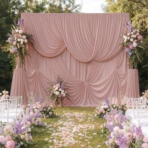 50ftx15ft Dusty Pink Backdrop Curtains for Parties, Wrinkle Free Polyester Dusty Pink Photo Backdrop Drapes 10 Panels 15 ft Long Back Drop Cloth for Wedding Birthday Photography Background Party, 5ftx15ft_10 Panels