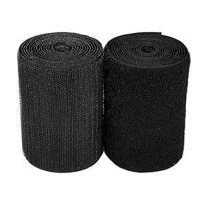 Sew on Hook and Loop Tape 4 Inch Wide, 6.5 Feet Non-Adhesive Back Hook and Loop Strips Sewing Fastener Fabric Fastener Non Adhesive Interlocking Tape Black