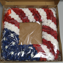 18 Inch Patriotic Red White Blue Large Size Square Shape Flower Wreath for Front Door, Forth of July American Flag Color Soft Touch Floral Wreath for Indoor and Outdoor, July 4th Home Decor