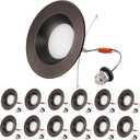 5/6 Inch Retrofit Can Lights - Dimmable, 13.5W, 1200LM, 2700K/3000K/4000K/5000K/6000K Selectable, LED Recessed Lighting with Baffle Trim, 6inch 12P Oil-Rubbed Bronze