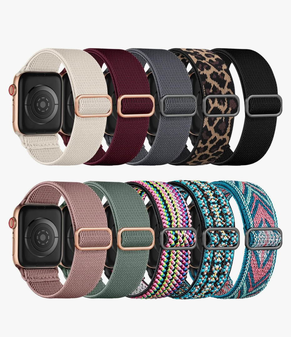 Maledan 5 Pack Stretchy Solo Loop Compatible with Apple Watch Band 40mm 38mm 41mm 42mm 44mm 45mm 46mm 49mm Women Men,Soft Nylon Elastic Braided Strap for iWatch Series 11 10 9 8 7 6 5 4 3 2 1 SE Ultra