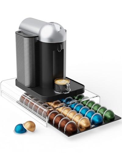 Storage Drawer for Nespresso Vertuo Coffee Pod Holder for Counter Acrylic Coffee Capsule Organizer - 40 Pods