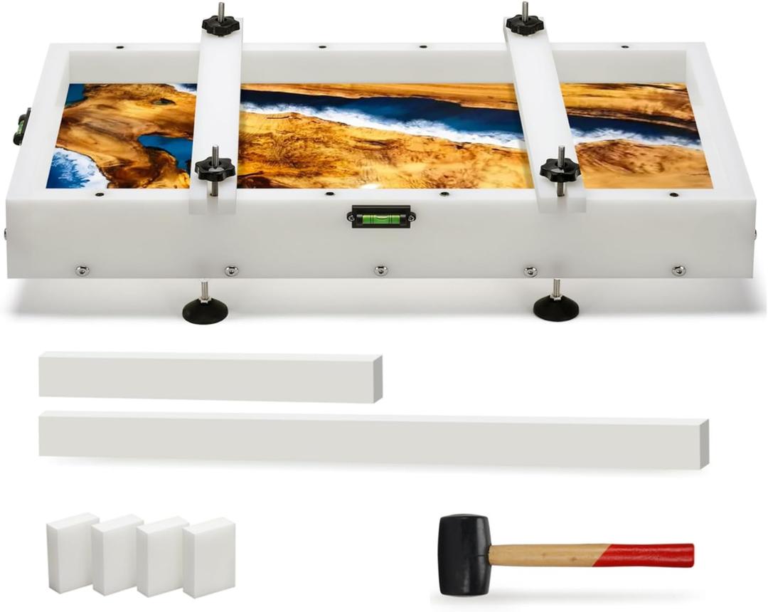 GROWLING Reusable Epoxy Resin Mold 18x12x3 Inches, Adjustable Fastening and Leveling, Heavy Duty Large Resin Mold for River Tables, Coffee Tables, Trays, Cutting Boards, DIY Resin Art Etc.