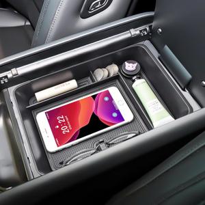 HGWEI Center Console Organizer Tray Compatible with 2024 2025 2026 Hyundai Santa Fe Interior Accessories Insert Secondary Divider Middle Console Armrest Storage Box, Black