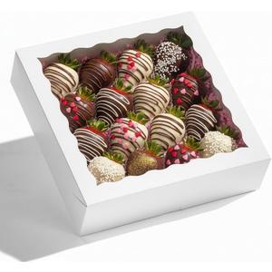 12Pack 9X9X2.5 Inches White Bakery Boxes,Pie Boxes with Clear Window Treat Boxes for Chocolate Strawberries, Pastries, Muffins, Donuts,Cookie,Breakable Heart