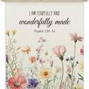 2 x Wildflowers Christian Hanging Flag, Religious Bible Scripture Canvas Wall Art For Farmhouse Home Office Bedroom, Inspirational Wall Art Sign Supplies, Christian Gifts For Women -A16