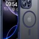TOCOL Magnetic for 16 pro max Phone case, Upgraded Full Camera Protection, Compatible with Magsafe, 16FT Drop Protection, Translucent Matte Back Bumper Cover for 6.9-InchDark Blue