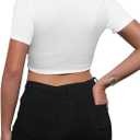 LovelyWholesale Sexy Tie Front Tops for Women Summer Collar Neck Crop Top (White, M)