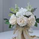 Wedding Bouquets for Bride Bridesmaid,White Champagne Artificial Roses Flowers for Wedding Church Decoration (6.5in)